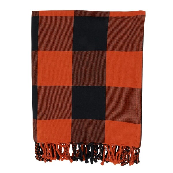 Rlm Distribution 50 x 60 in. Buffalo Plaid Throw Blanket, Orange & Black - HO3195440