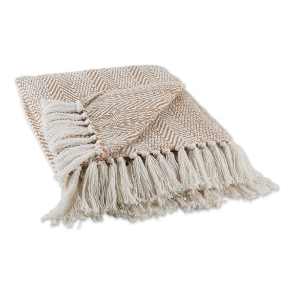Made4Mansions 50 x 60 in. Herringbone Stripe Throw, Stone - MA2956326