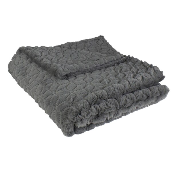 Go-Go 55 x 63 in. Ultra Plush Faux Fur Throw Blanket, Dark Gray - GO1800361
