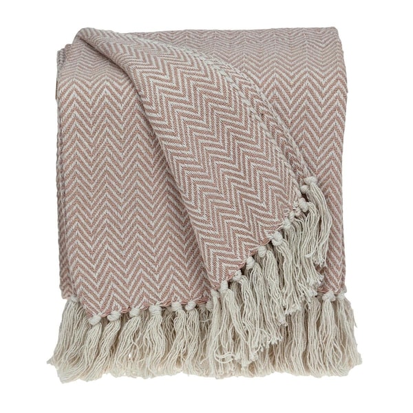 Palacedesigns 80 x 97 in. Parkland Collection Isla Transitional Woven Handloom Throw, Pink - PA3686528