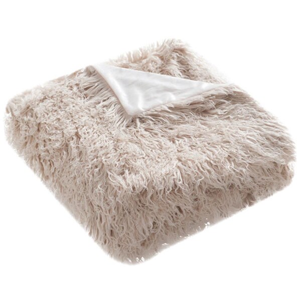 Safavieh Faux Sheepskin Faux Synthetic Fur Throw- Taupe - 50 x 1.5 x 60 in. - THR712A-5060