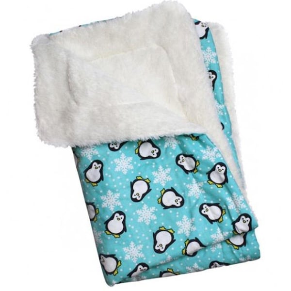 Kd Vestidor Penguins & Snowflakes Flannel & Ultra-Plush Blanket Turquoise - KD2601078