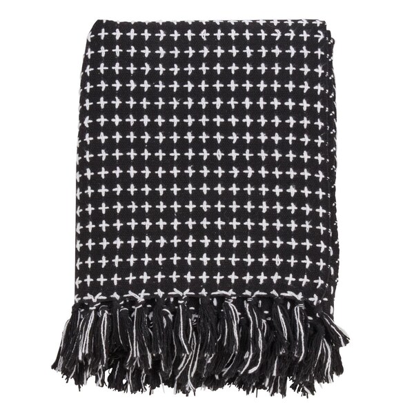 Rlm Distribution 50 x 60 in. Cross Stitch Design Throw, Black - HO2658854