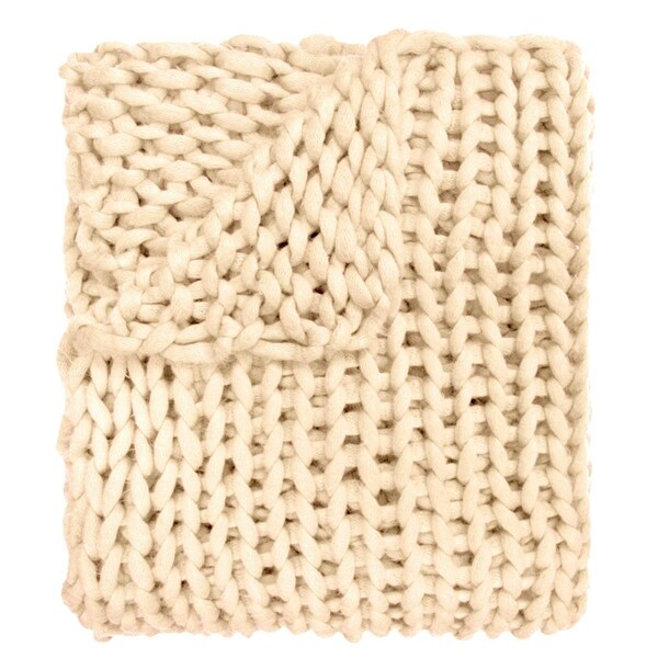 American Heritage Textiles 40 x 50 in. Chunky Knit Throw, Cream - 70001