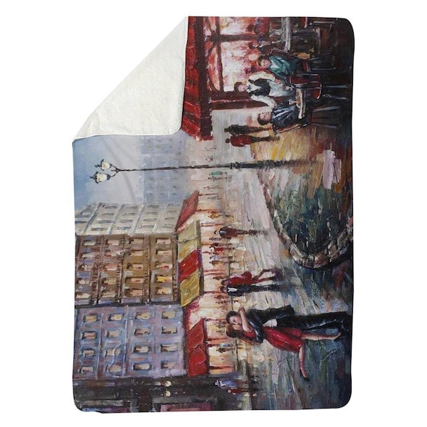 Kd Cuna 60 x 80 in. Couple Kissing in the Street-Sherpa Fleece Blanket - KD3331790