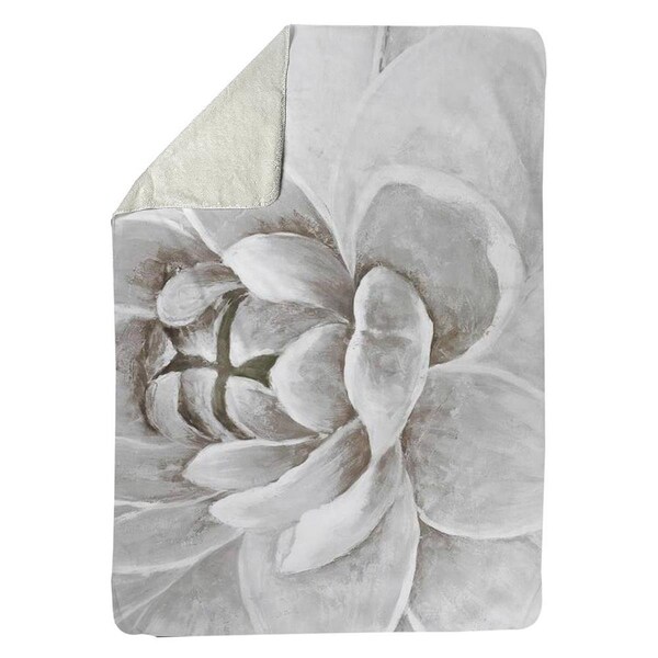Begin Home Decor 60 x 80 in. Delicate White Chrysanthemum-Sherpa Fleece Blanket - 5545-6080-FL88-1