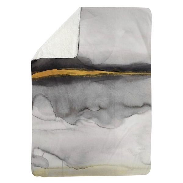 Kd Cuna 60 x 80 in. Gold Stripe Abstract-Sherpa Fleece Blanket - KD2792484
