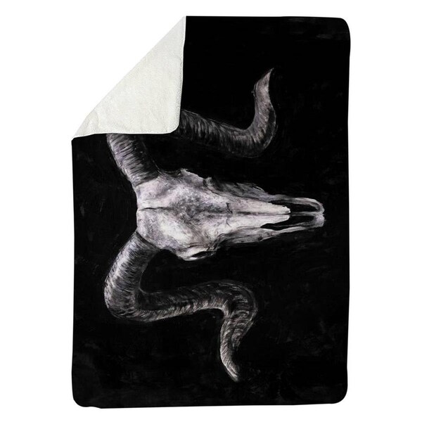 Begin Home Decor 60 x 80 in. Ram Skull Grunge Style-Sherpa Fleece Blanket - 5545-6080-AN226