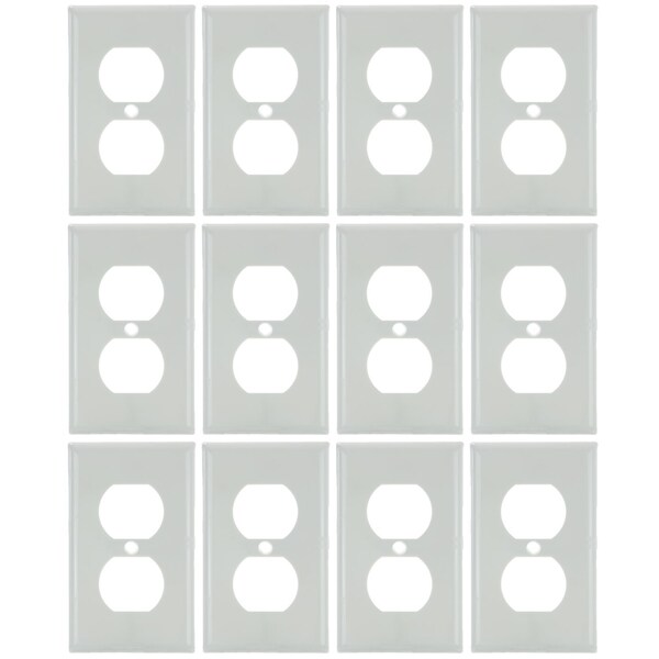 Sunlite Duplex Single Gang Receptacle Cover Plate, White, Plastic, UL Listed - 50607-SU