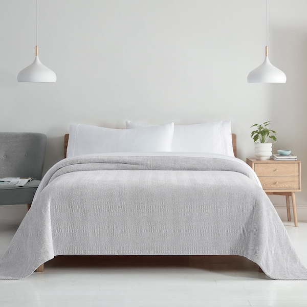 Monarch Brands Aston & Arden Chenille Blanket - King, Light Grey - P-BLT-CHN-KG-LG