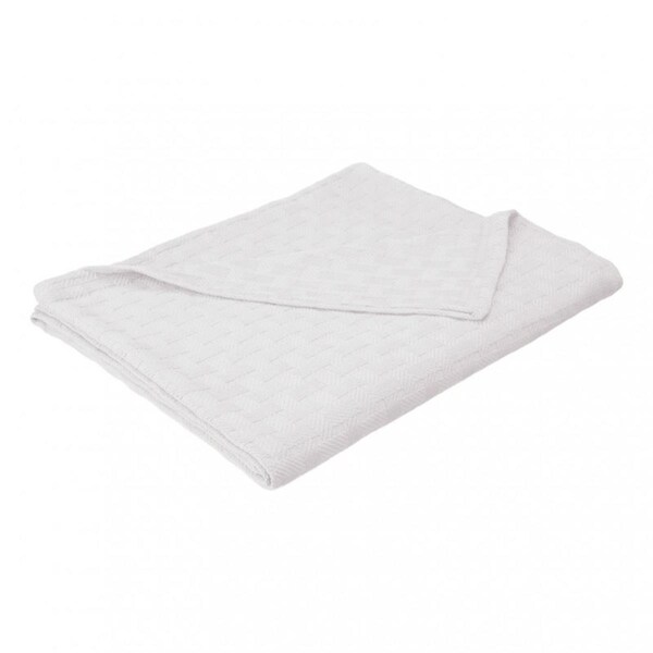 Impressions BLANKET-BAS KG WH King Cotton Blanket Basket Weave - White - BLANKET_BAS KG WH