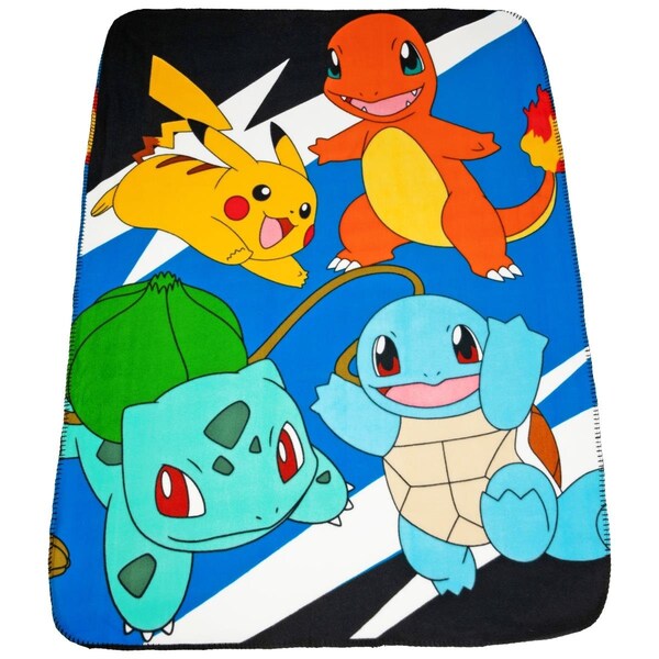 Pokemon 45 x 60 in.  Kanto Starters Fleece Throw Blanket - 856382
