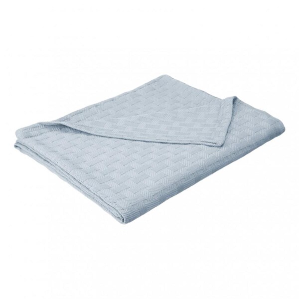 Impressions BLANKET-BAS KG LB King Cotton Blanket Basket Weave - Light Blue - BLANKET_BAS KG LB