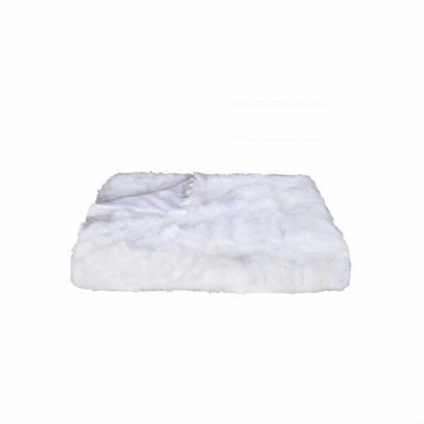 Homeroots 2 x 50 x 60 in. 100 Natural Rabbit Fur White Throw Blanket - 358165
