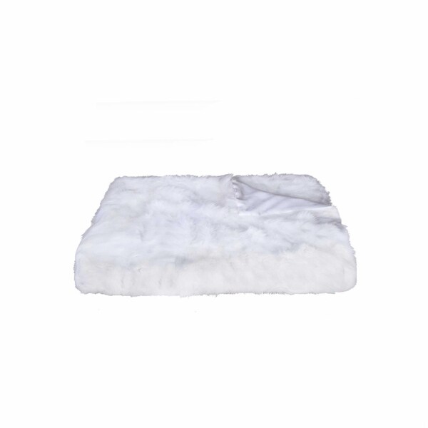 Homeroots 2 x 50 x 60 in. 100 Natural Rabbit Fur White Throw Blanket - 358165
