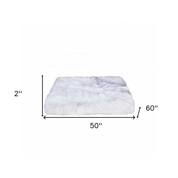 Homeroots 2 x 50 x 60 in. 100 Natural Rabbit Fur White Throw Blanket - 358165