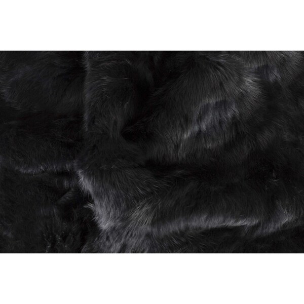 Homeroots 100 Percent Natural Rabbit Fur Black Throw Blanket 2 x 50 x 60 in. - 358166