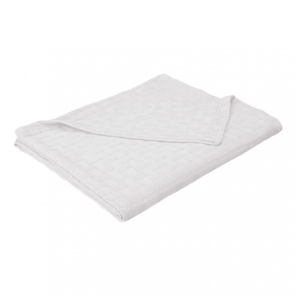 Impressions Impressions BLANKET-BAS TW WH Twin & Twin Cotton Blanket; Basket Weave; Extra Large - White - BLANKET_BAS TW WH