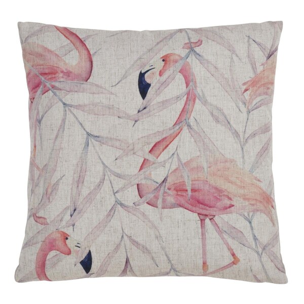 Rlm Distribution 18 in. Square Flamingo & Leaves Design Throw Pillow - Multi Color - HO1622404