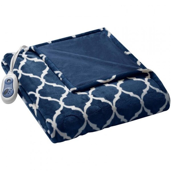 Beautyrest 60 x 70 in. Heated Ogee Throw - Dark Blue - BR54-0541