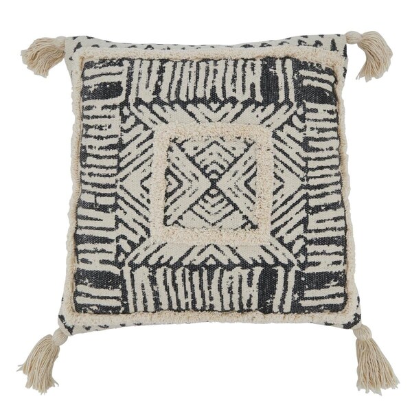 Rlm Distribution 20 x 20 in. Aidy Collection Printed & Tufted Down Filled Throw Pillow, Black - HO2658567