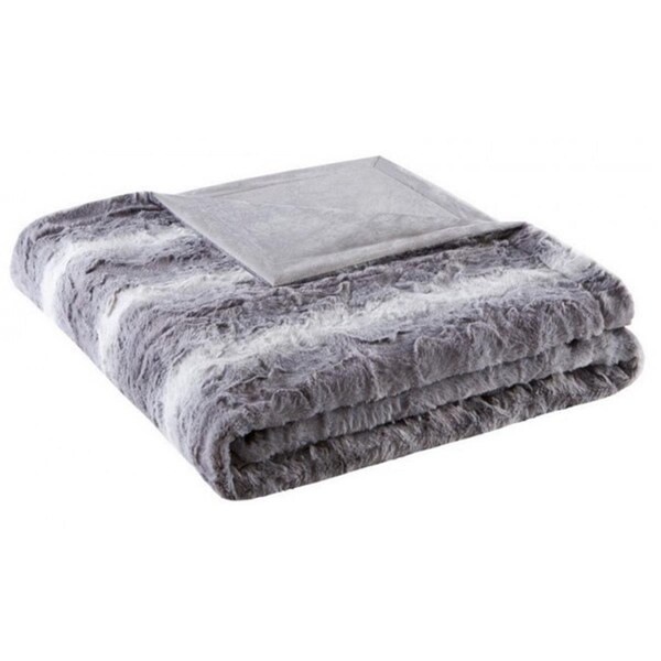 Madison Park Zuri Oversized Faux Fur Throw, Grey - 60 x 70 in. - MP50-2830