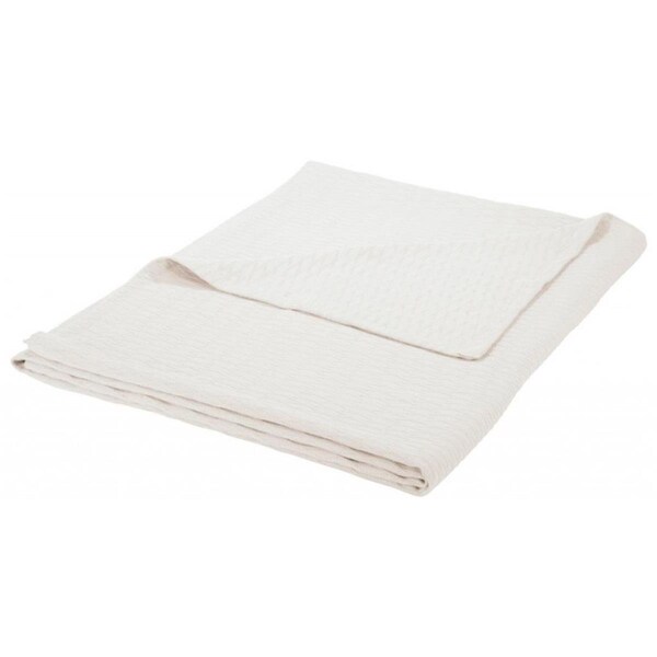 Superior  Impressions by Luxor Treasures BLANKET-DIA KG WH All-Season Luxurious 100% Cotton Blanket King; White - BLANKET_DIA KG WH