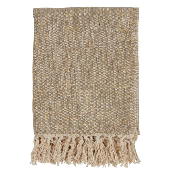 Rlm Distribution SARO  Cotton Throw with Foil Print Design  Gold - HO1627602