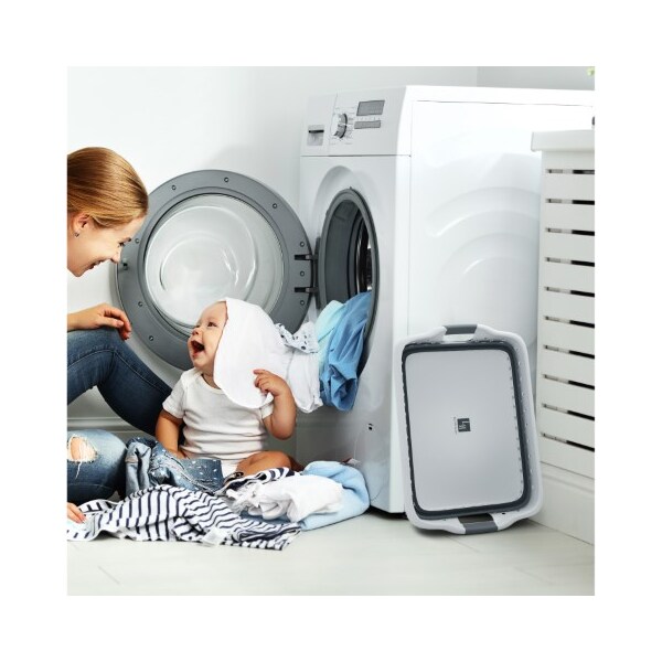 Hastings Home Collapsible Basket for Supplies, Dishes, Drinks, Foldable Multiuse Carrying / Storage Bin Gray - 849307DSN