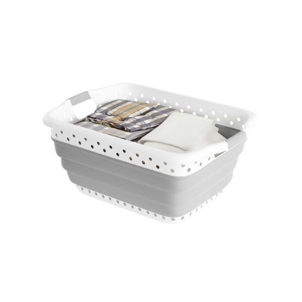 Hastings Home Collapsible Basket for Supplies, Dishes, Drinks, Foldable Multiuse Carrying / Storage Bin Gray - 849307DSN