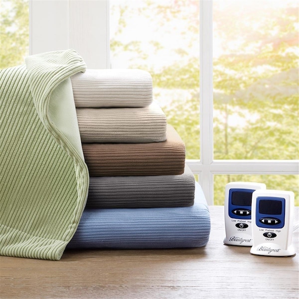 Beautyrest Electric Micro Fleece Heated Blanket - Full, Sage - BR54-0188