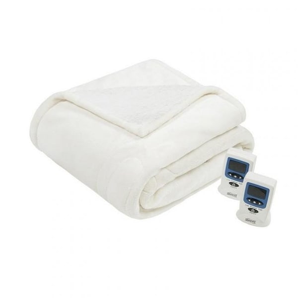 Beautyrest Beautyrest BR54-0653 Heated Microlight to Berber Blanket; Ivory - King - BR54-0653