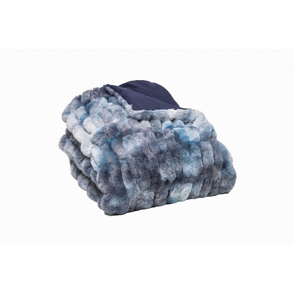 Palacedesigns Chunky Sectioned Shades of Blue Faux Fur Throw Blanket - 60x50 Inches - PA3099728