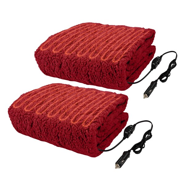 Stalwart 12V Heated Car Blanket 2-Pack, Red, 2PK - 75-CAR2015