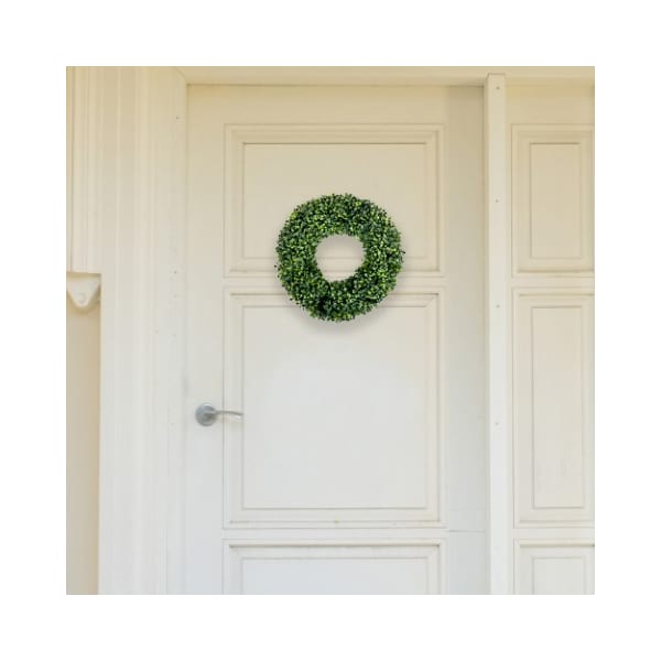 Nature Spring Boxwood Wreath, Artificial Wreath for the Front Door, Home Decor, UV Resistant - 16.5 Inches - 690054AEN
