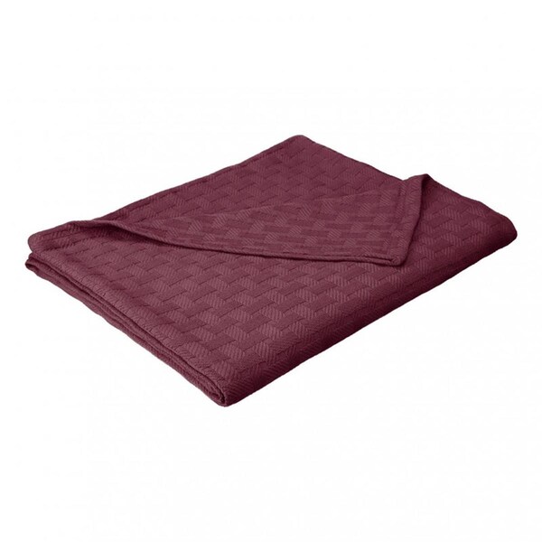 Impressions Impressions BLANKET-BAS TW PL Twin & Twin Cotton Blanket; Basket Weave; Extra Large - Plum - BLANKET_BAS TW PL