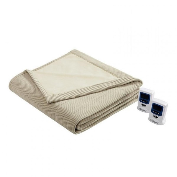Beautyrest Electric Micro Fleece Heated Blanket, Beige - King - BR54-0182