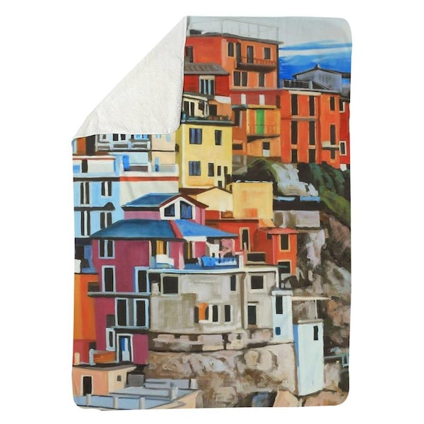 Begin Home Decor 60 x 80 in. View of Manarola In Italy-Sherpa Fleece Blanket - 5545-6080-CI313