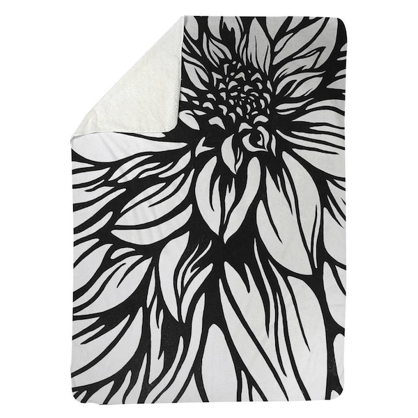 Kd Cuna 60 x 80 in. Dahlia Flower Outline Style-Sherpa Fleece Blanket - KD2786111