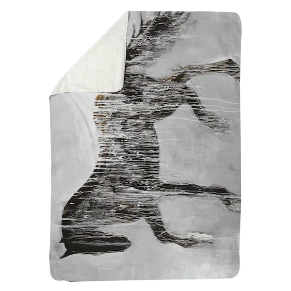 Begin Home Decor 60 x 80 in. Horse Brown Silhouette-Sherpa Fleece Blanket - 5545-6080-AN300
