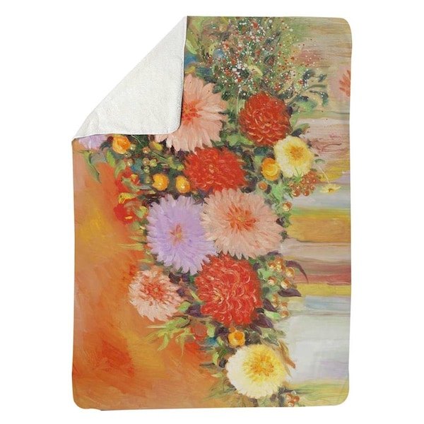 Begin Home Decor 60 x 80 in. Colorful Abstract Flowers-Sherpa Fleece Blanket - 5545-6080-FL164