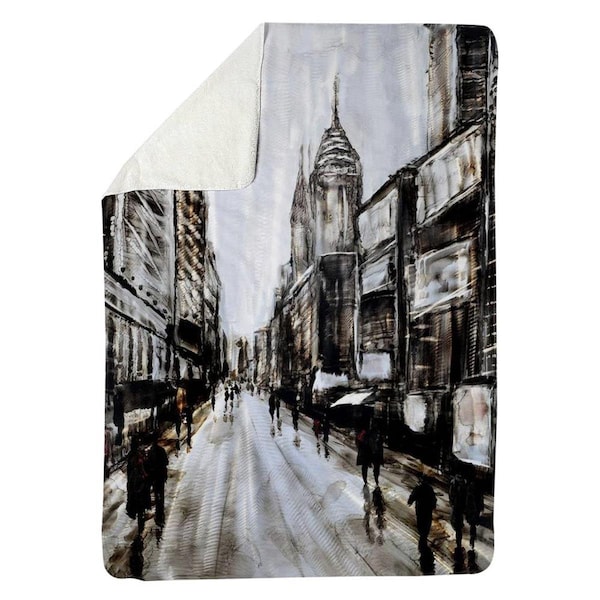 Kd Cuna 60 x 80 in. Busy Grey Street-Sherpa Fleece Blanket - KD2788465