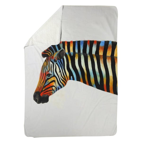 Begin Home Decor 60 x 80 in. Colorful Zebra-Sherpa Fleece Blanket - 5545-6080-AN262