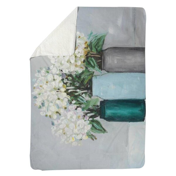 Kd Cuna 60 x 80 in. Hydrangea Flowers In Blue Vases-Sherpa Fleece Blanket - KD2787541