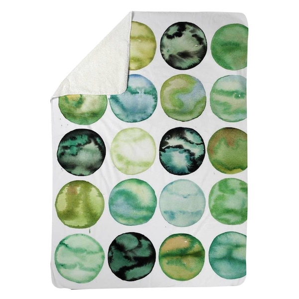 Kd Cuna 60 x 80 in. Green Circles-Sherpa Fleece Blanket - KD2791108