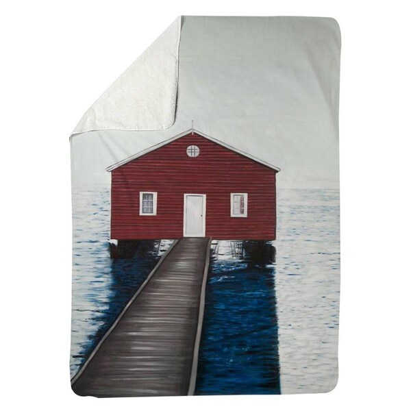 Begin Home Decor 60 x 80 in. Boathouse-Sherpa Fleece Blanket - 5545-6080-CO153