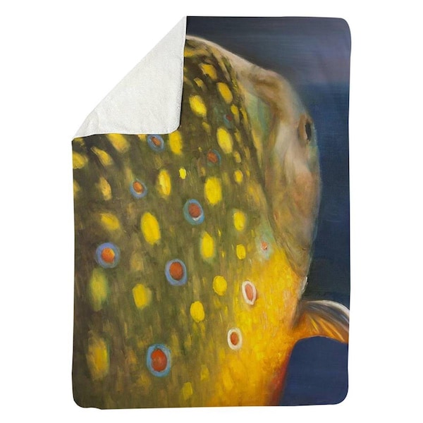 Begin Home Decor 60 x 80 in. Golden Trout Fish-Sherpa Fleece Blanket - 5545-6080-AN173