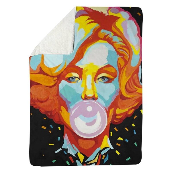 Begin Home Decor 60 x 80 in. Colorful Marilyne Monroe Bubblegum-Sherpa Fleece Blanket - 5545-6080-FI50
