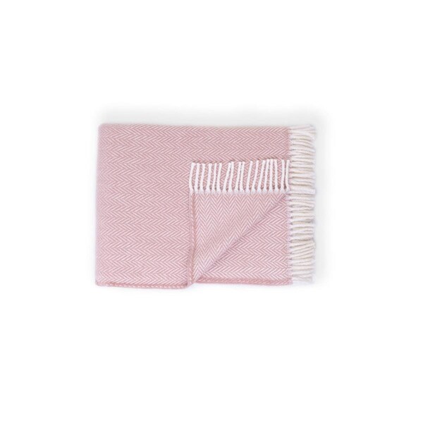 Homeroots Pink & White Dreamy Soft Herringbone Throw Blanket - 474024
