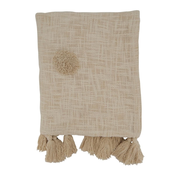 Doba-Bnt 50 x 60 in. Tufted Dot Throw Blanket, Natural - SA2658719